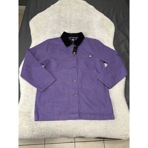 Dickies Women's Large‎ Duck Canvas Chore Coat Work Jacket Purple Corduroy